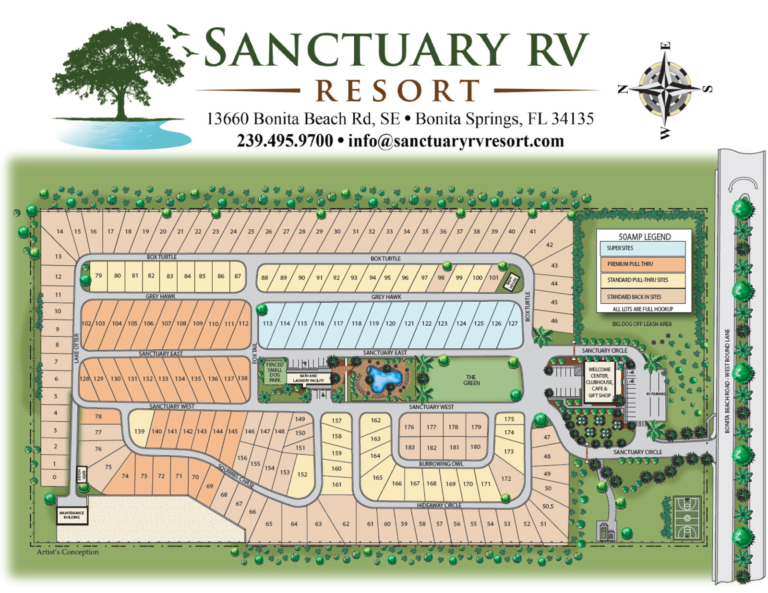 Sanctuary RV Resort Bonita Springs RV Park Resort Map